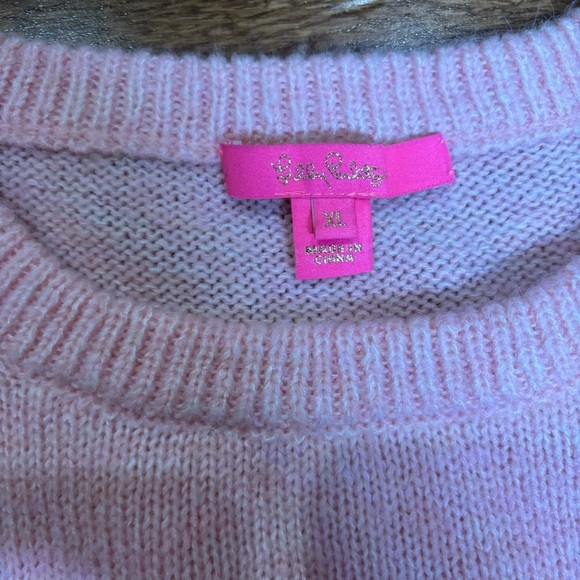 Lilly Pulitzer women’s size ex large ritza pink striped sweater ballon sleeve - Picture 6 of 10